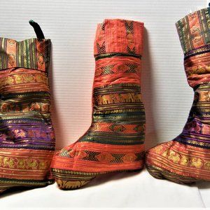 LARGE Satin BROCADE VICTORIAN CHRISTMAS Stockings  17"L